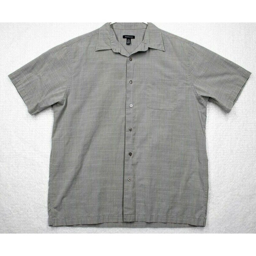 Van Heusen Shirt Men's Large Short Sleeve Button Up Gray